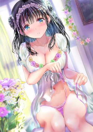 緒方てい,breast_hold,cleavage,lingerie,No-Bra,胖次,panty_pull,脱衣