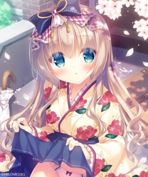 原创,ゆき恵,前发,脸红,露胸,茶发,绿色眼,和服,长发,长袖,视线正对,横乳,胖次,花瓣,短裙,single,雨伞,下着