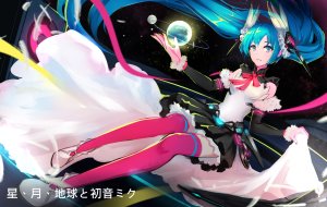 iyokamioto,初音ミク,VOCALOID,羽毛,长发,缎带,短裙,黑丝,双马尾