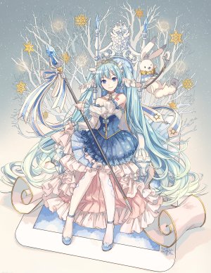 ixima,初音ミク,雪ミク,VOCALOID,连衣裙,tattoo