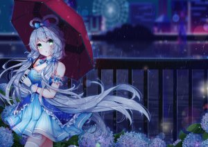 绯桜,洛天依,VOCALOID,rain,雨伞