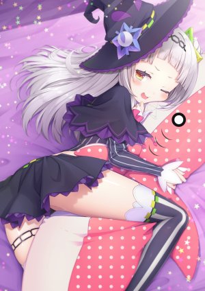 紫咲シオン,Hololive,sasakura_momiji,黑丝,脸红,茶发,包子头,发饰,长发,长袖,视线正对,横臥,one_eye_closed,開いた口,衬衫,短裙,笑顔,single,Vtuber,黄色眼