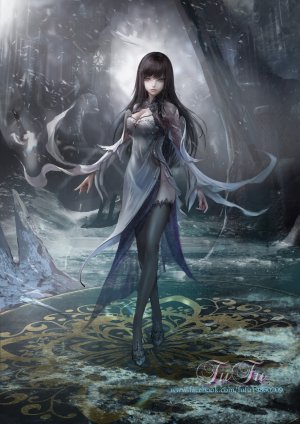 原创,fufu,长发,single,長身像,视线正对,highres,前发,露胸,黑发,cleavage,全身,风