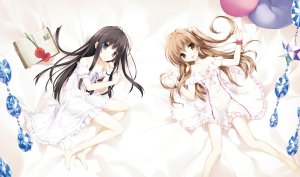 karory,蒼海舞香,tsukiishi_koyuki,原创,裸足,碧眼,棕色眼,茶发,项圈,连衣裙,长发,cropped,scan