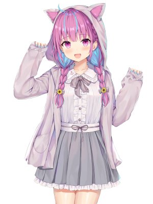 Vtuber,Hololive,湊あくあ,埃策尔,长发,single,長身像,脸红,视线正对,開いた口,笑顔,粉发,呆毛