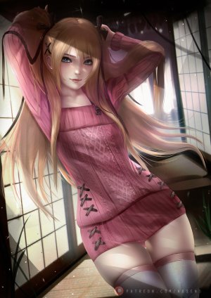 生死格斗,玛丽·罗斯,axsen,长发,single,長身像,脸红,视线正对,前发,碧眼,金发,笑顔,双马尾