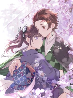 WeiYi,鬼滅の刃,炭カナ,竈門炭治郎,栗花落カナヲ,炭治郎,着物,kimetsu_no_yaiba,鬼滅の刃100users入り