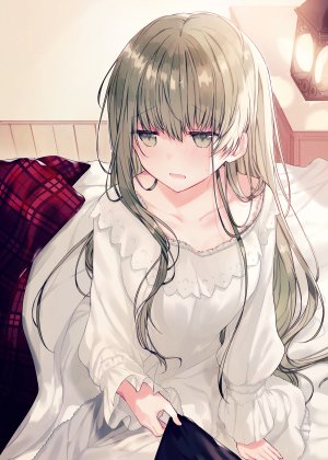 セシリア,白聖女と黒牧師,和武はざの,前发,脸红,露胸,茶发,连衣裙,绿色眼,长发,长袖,横乳,開いた口,坐姿