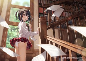kantoku,雫,原创,脸红,茶发,胖次,紫色眼,学校制服,短裙,下着