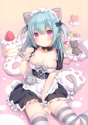 原创,甘城なつき,长发,single,長身像,脸红,视线正对,前发,露胸,笑顔,坐姿,cleavage