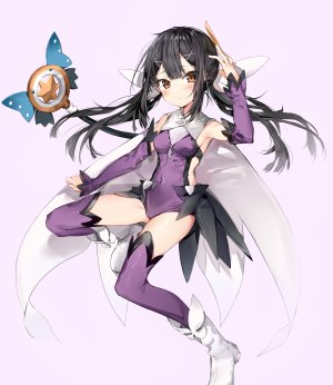 マジカルサファイア,美游,魔法少女☆伊莉雅,Fate系列,silver銀,前发,露肩,黑发,脸红,露胸,棕色眼,发饰,长发,长袖,视线正对,貧乳,single,黑丝,双马尾