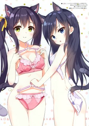 原创,kutata,兽耳,黑发,碧眼,bra,露胸,猫耳,猫娘,猫尾,cleavage,绿色眼,holding,长发,视线正对,回头看,横乳,nude,胖次,缎带,貧乳,笑顔,双马尾,下着