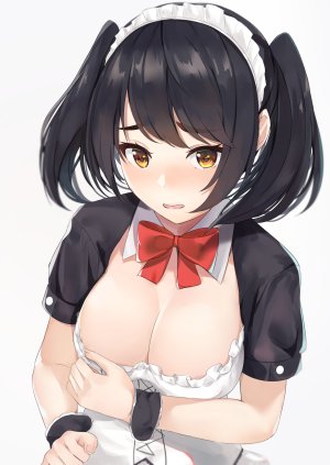 原创,ぽにゃるぷりん,前发,黑发,脸红,连衣裙,女仆,短发,single,双马尾